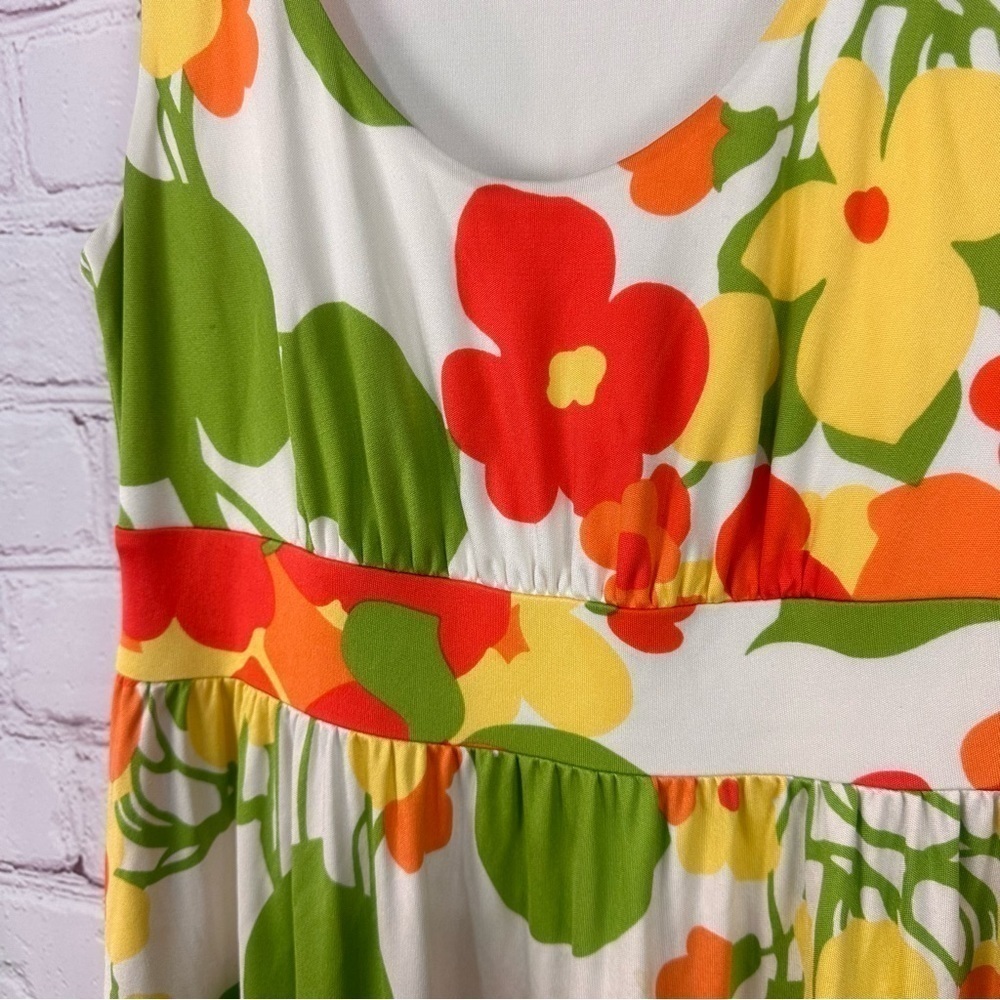 Tommy Bahama women’s dress sleeveless colorful bold floral stretchy orange green - Picture 6 of 9
